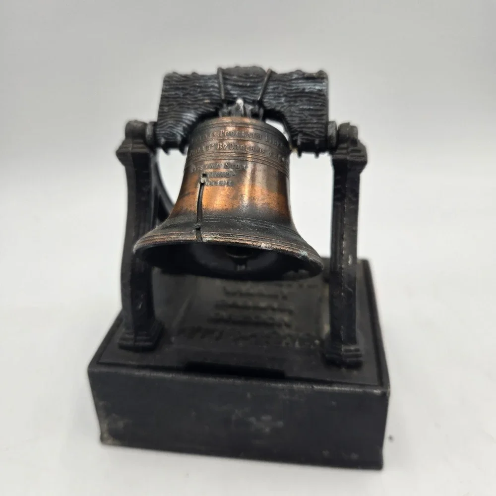 Vintage Liberty Bell Copper Iron Piggy Bank USA NO KEY Bank Of Willamette Oregon
